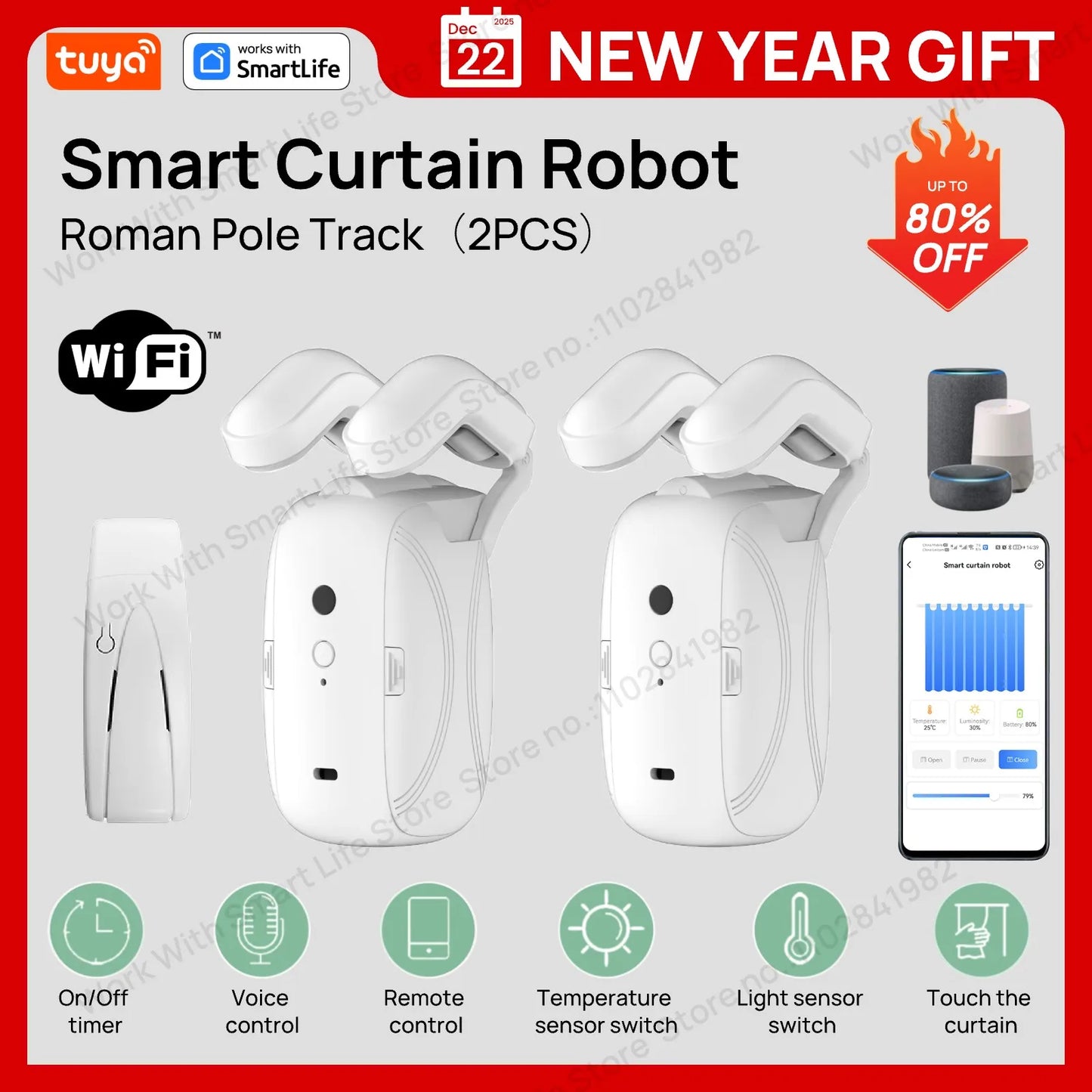 Switf Smart Wifi Curtain Robot (with gateway),  APP Remote Control,Voice Control，Single/Double Opening